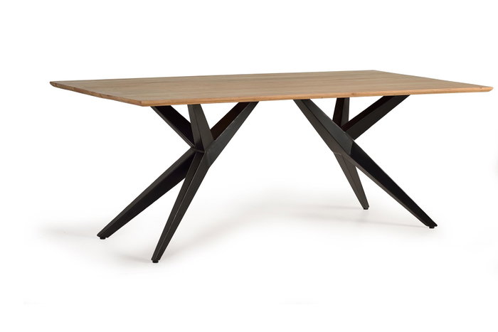 Mesa de Comedor Industrial Giner y Colomer en Madera de Acacia con Base Negra 200x100cm